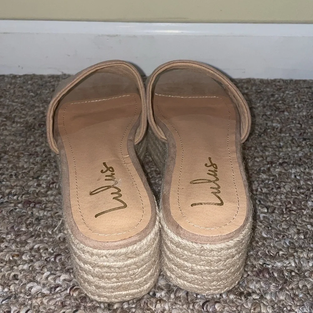 Womens Like New Lulus O'Ahu 2 Mauve Suede Espadrille Platforms